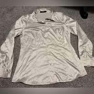 The Limited Satin Silky Button Up Office Wear Business Casual Blouse Size L